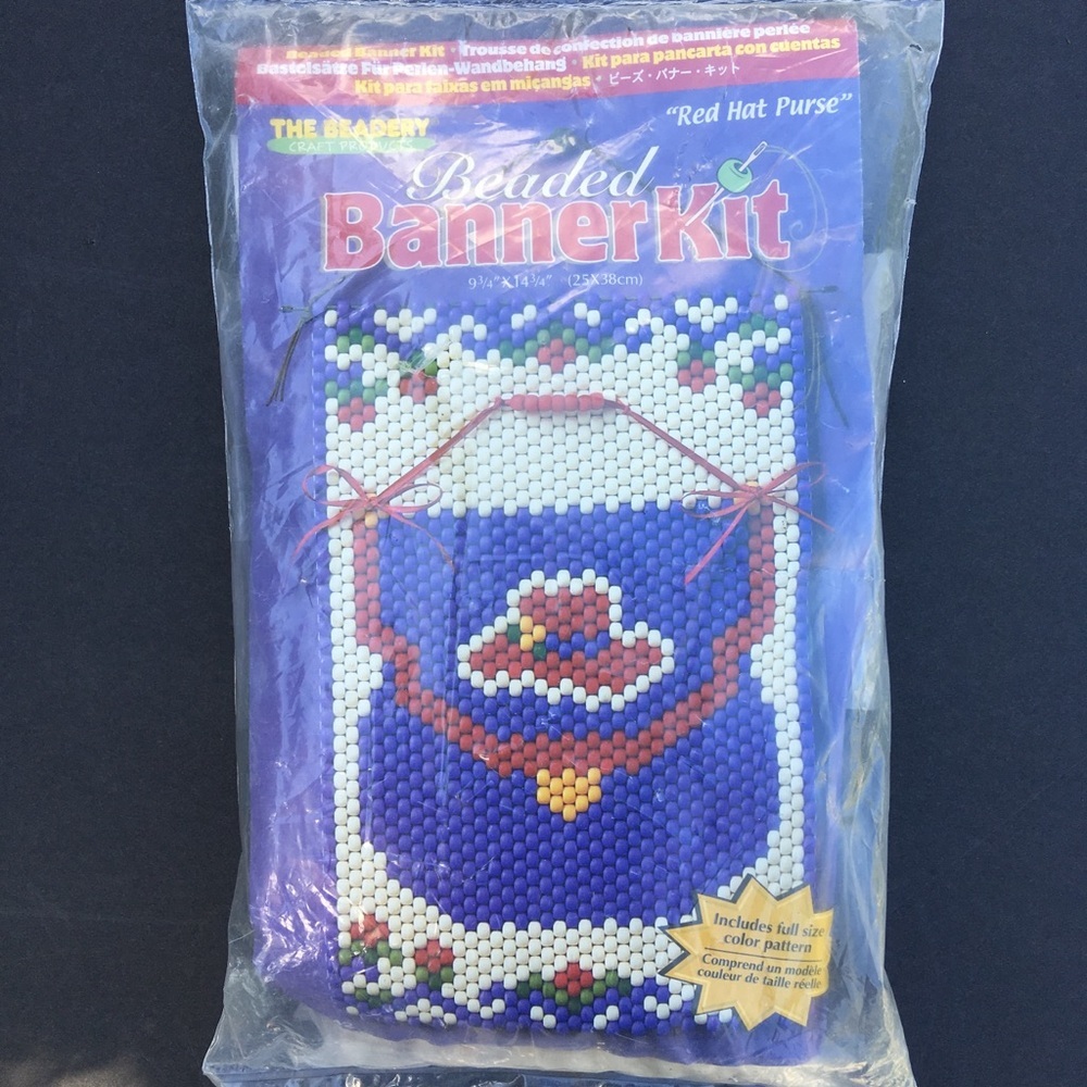 Beaded Banner Kit Beadery Craft Red Hat Purple Wall Decor Crafts 5542  USA New